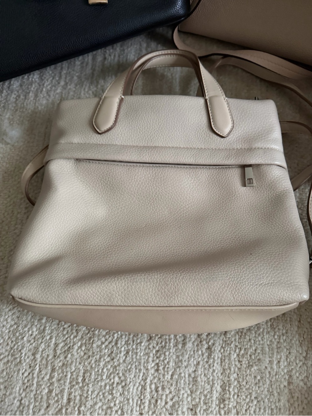 Target Cream Pebbled Leather Backpack Tote